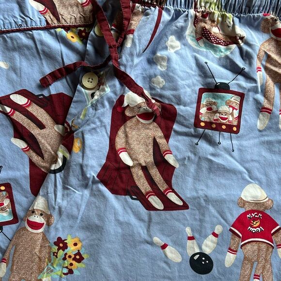 Nick & Nora Sock Monkey Pajama Pants XL Bowling Hammock Television - Picture 1 of 8